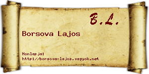 Borsova Lajos névjegykártya